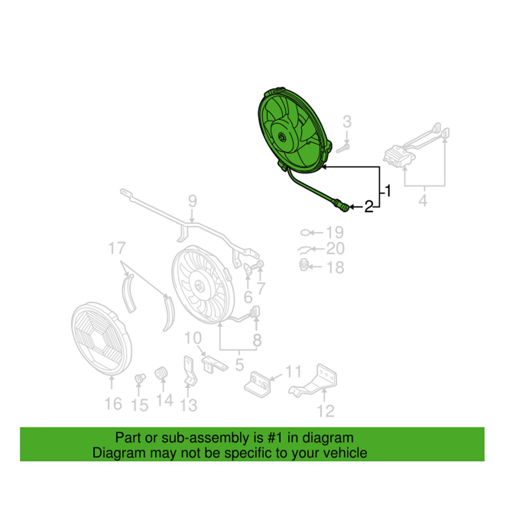 Audi VW Engine Cooling Fan Motor 8D0959455L